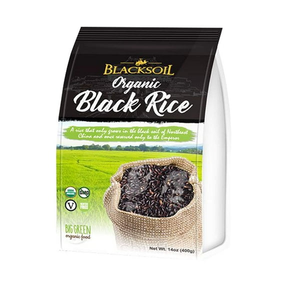 Big Green Organic Food- Organic Blacksoil Black Rice, 14 oz (6 Packs)