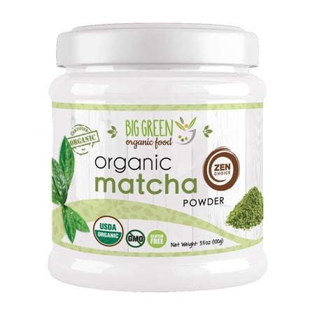 Big Green Organic Food- Organic Matcha Powder, Matcha Latte, Matcha Scone, Green Tea Smoothies, 3.5oz (3 Packs)