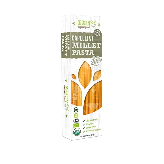 Big Green Organic Food- Organic Millet Capellini, 8.8 oz (6 Packs)