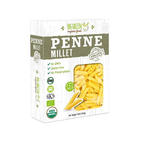 Big Green Organic Food- Organic Millet Penne, 8.8 oz (6 Packs)