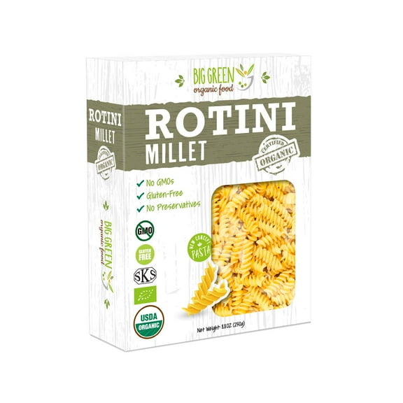 Big Green Organic Food- Organic Millet Rotini, 8.8 oz (12 Packs)