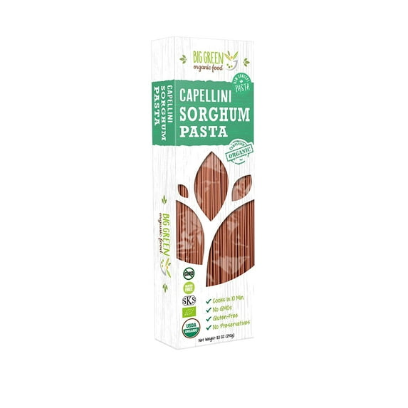 Big Green Organic Food- Organic Sorghum Capellini, 8.8 oz (3 Packs)