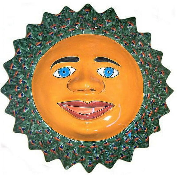 Big Green Peacock Talavera Ceramic Sun Face
