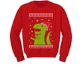 thumbnail image 1 of Big Green Trex Santa Ugly Christmas Sweater - Funny Youth Kids Sweatshirt Small Red, 1 of 5