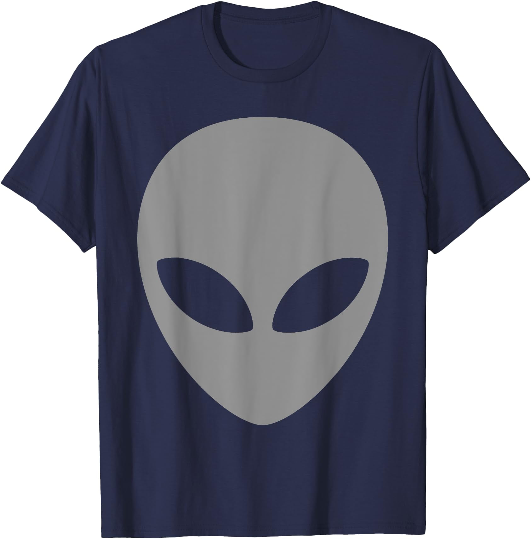 Big Grey Alien Head Unisex T-Shirt for Men Women Kids,Navy Color,Size ...