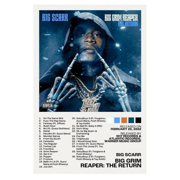 Big Grim Reaper: The Return Album Cover Music Poster Rap Home Decor For Living Room Hip-Hop Aesthetic Rapper Album Wall Art Records Poster Wall Decor For Bedroom