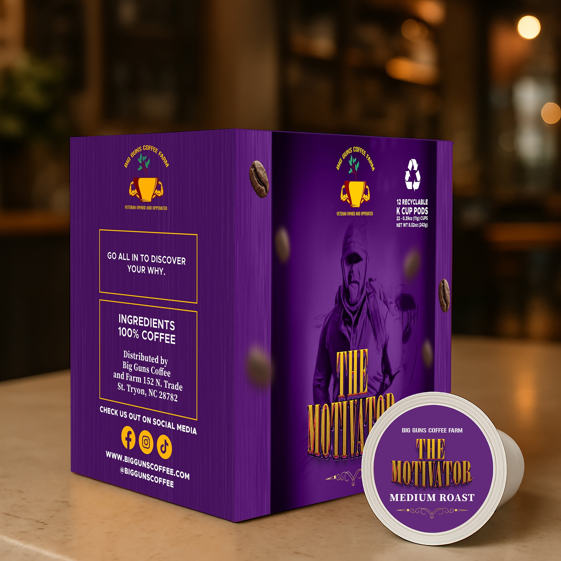 Big Guns Coffee The Motivator Blend Medium Roast 12 Pack K Cups