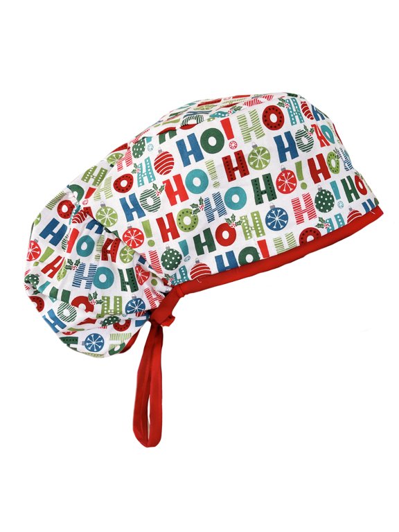 Big Hair Bouffant Holiday Ho Ho Ho Scrub Cap