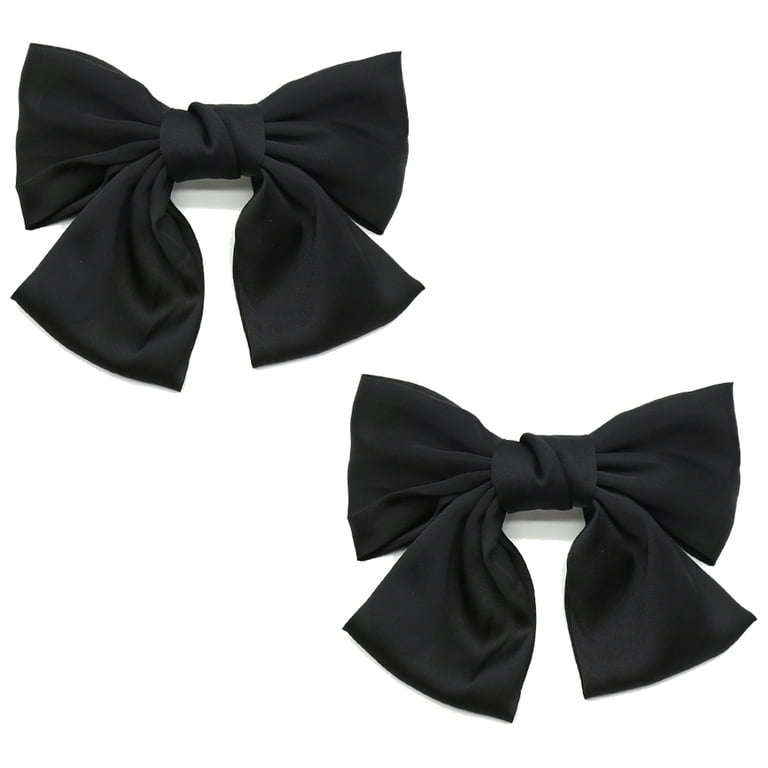 Silky Satin Bowknot Clips for Women Girls White Black Red Bow Clips Large  Hair Bows Accessories for Women Girls Hair Bow Ribbons for Hair (White)