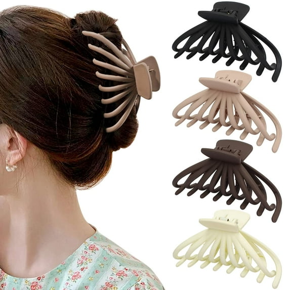 Big Hair Claw Clips for Women Octopus Claw Clips Matte Large Hair Claw Clips for Thick Hair 4.7" Claw Clips for Women Hair Styling Accessories Christmas Gift for Women and Girls (4-Matte)