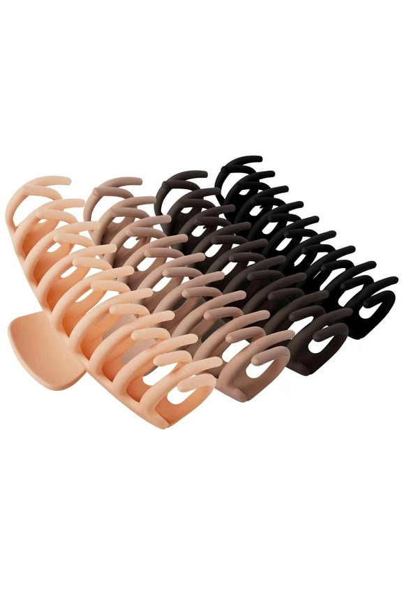Big Hair Claw Clips for Women Large Claw Clip for Thin Thick Curly Hair 90's Strong Hold 4.33 Inch Nonslip Matte Hair Clips (4 Pcs)