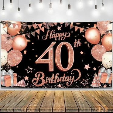 Big Happy 40th Birthday Banner - 72x44 Inch | 40th Birthday Backdrop, 40th Birthday Decorations for Men | 40th Birthday Banner, 40th Birthday Decorations Women