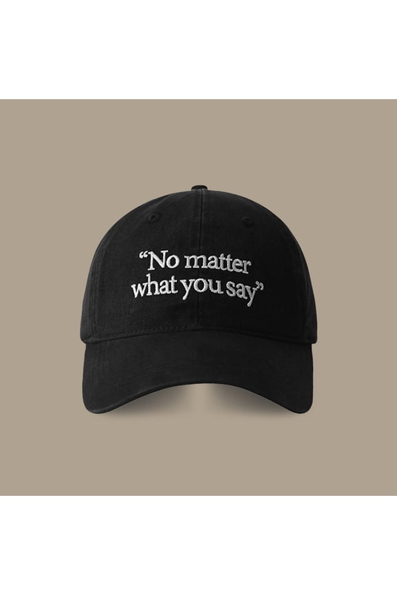 Big Head Round Baseball Cap Embroidered Face Small Wide Curved Visor, Black