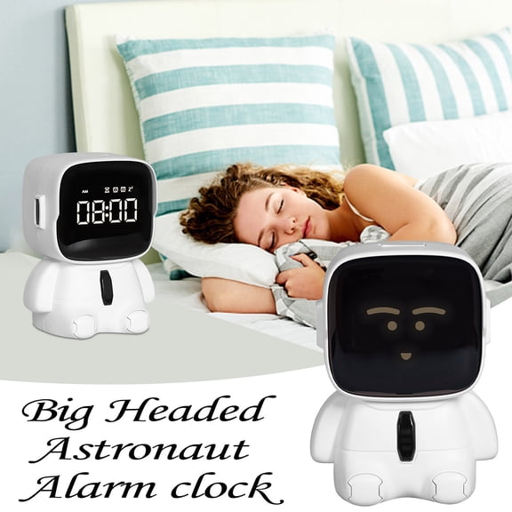 Big Headed Astronaut Alarm Clock - LED Countdown Timer, Battery Operated, Portable for Kitchen, Classroom, Gym, Bedroom, White color