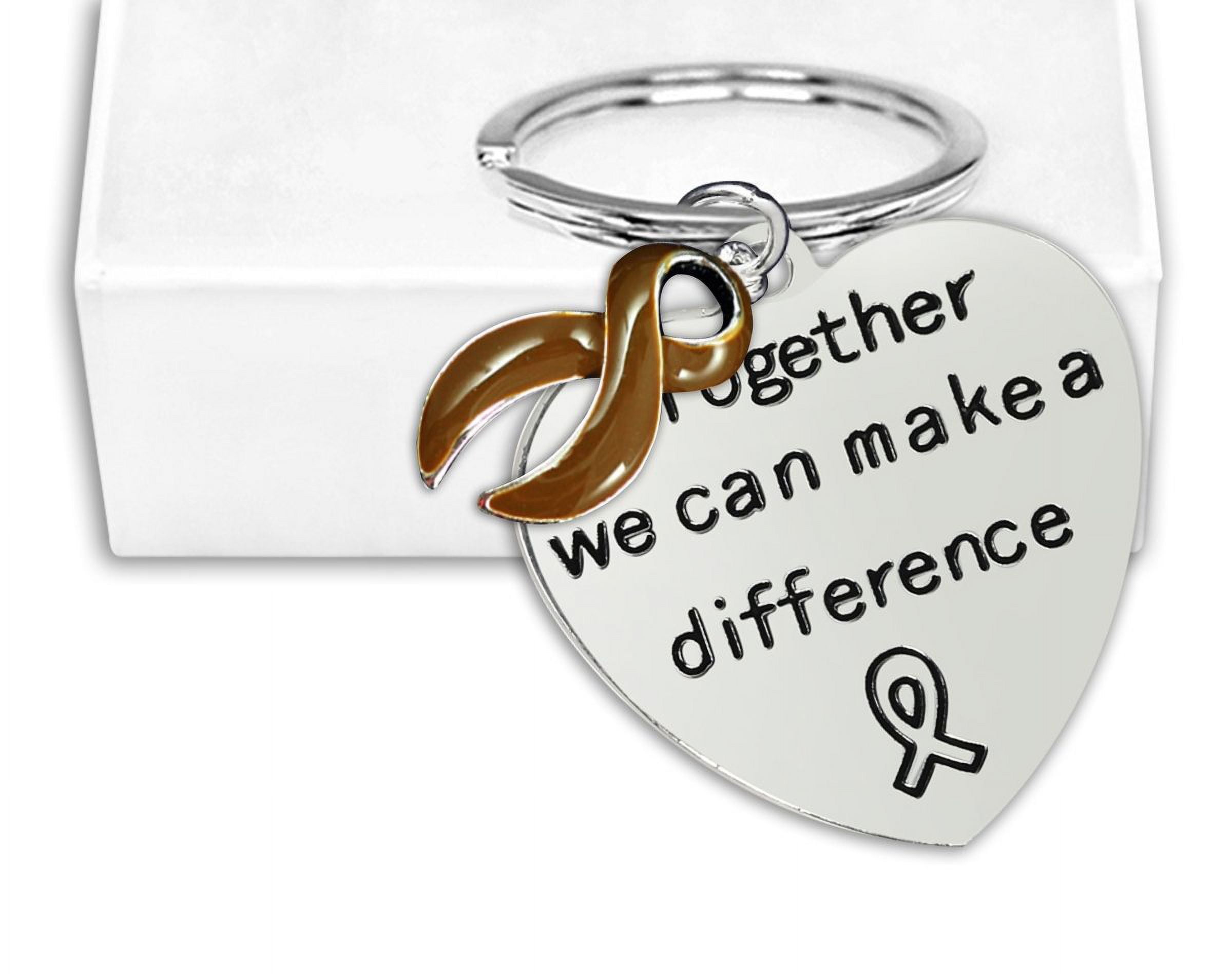 Big Heart Brown Ribbon Key Chains