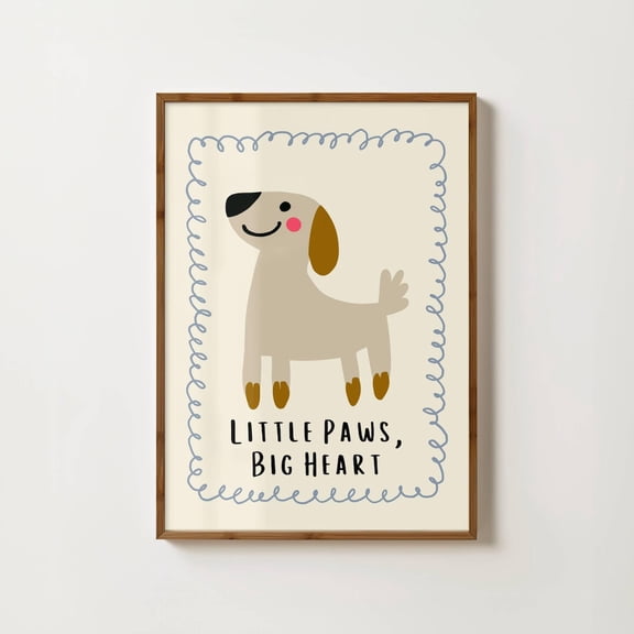Big Heart Dog Print Trendy Nursery Art Dog Nursery Decor Animal Room Print Eclectic Nursery Print Dog Quote Print Bedroom Decor Home Decor #1062, Unframed Canvas Size 8x12