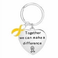 thumbnail image 1 of 1 Pack Big Heart Gold Ribbon Key Chains (1 Keychains), 1 of 3