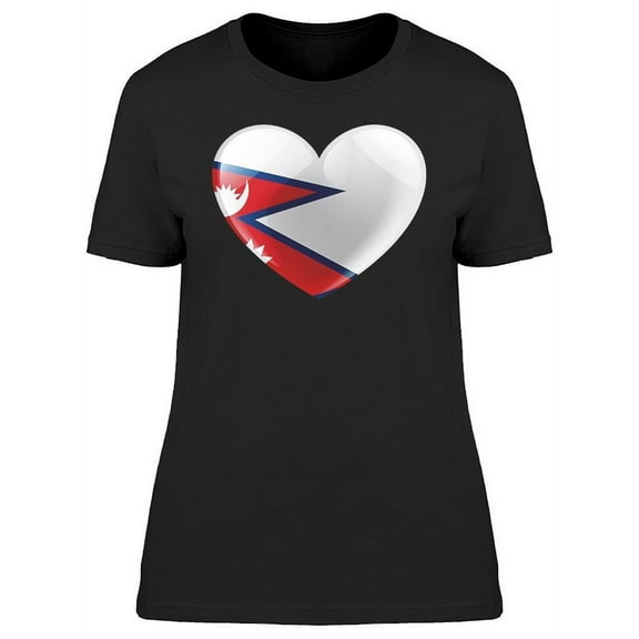 Big Heart Nepal Flag T-Shirt Women -Image by Shutterstock, Female x-Large
