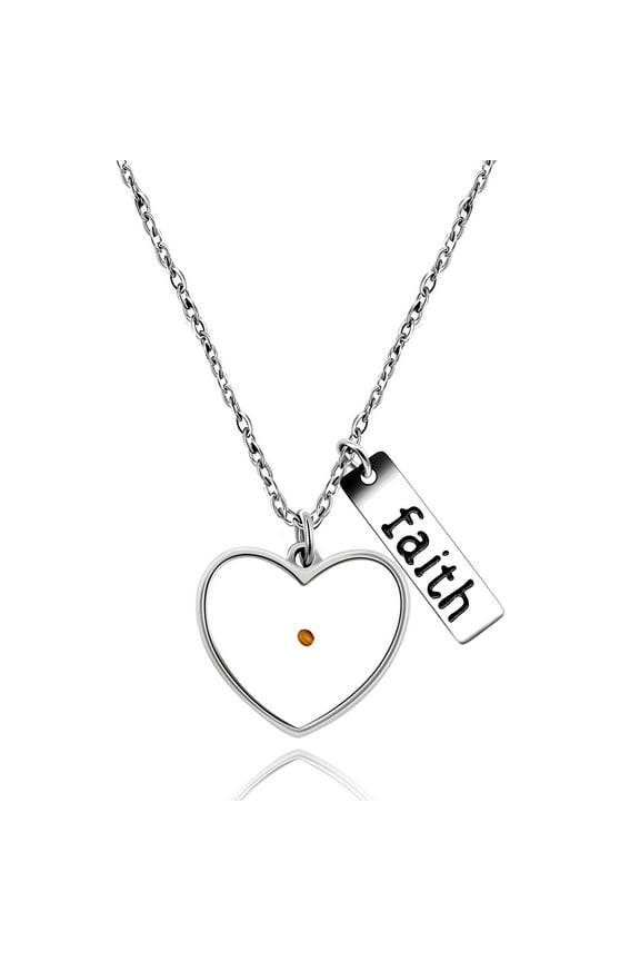 Big Heart Pendant Mustard Seed Charms Necklace, Stainless Steel Faith Christian Jewelry for Women Y559-big-heart