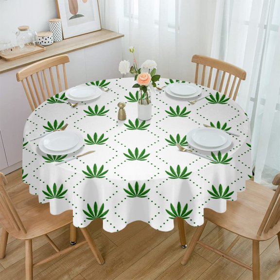 Big Hemp Leaf Mesh Texture Waterproof Tablecloth Tea Table Decoration Round Table Cover for Kitchen Wedding Home Dining Room