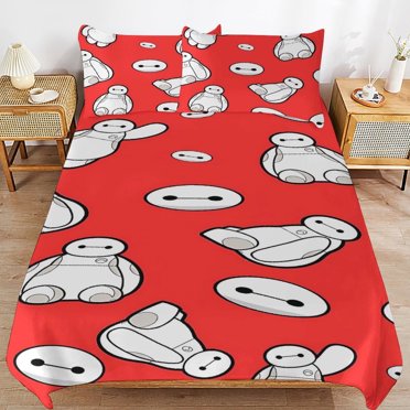Big-Hero-6-Baymax 3 Piece Bedding Set, 1 Duvet Cover And 2 Pillowcases, Ultra Soft Breathable Printed Duvet Cover Set For Teen Women And Men 86"x70"