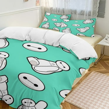 Big Hero 6 Baymax Bedding Set Novelty Pattern Soft Microfiber Comforter Set 3 Pieces 1 Duvet Cover 2 Pillow Shams Twin-86"x70"