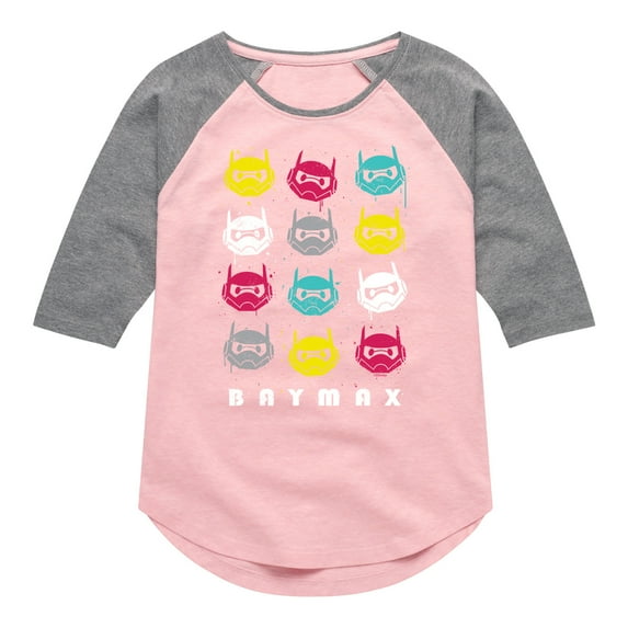 Big Hero 6 - Baymax Grid - Toddler And Youth Girls Raglan Graphic T-Shirt
