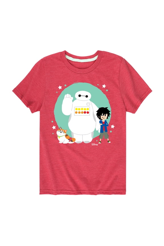 - Baymax, Hiro, and Mochi - Youth Boys Short Sleeve Graphic T-Shirt