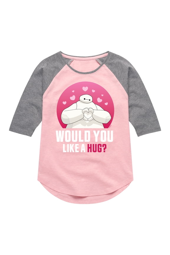 - Baymax Like A Hug - Toddler And Youth Girls Raglan Graphic T-Shirt