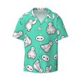 thumbnail image 1 of Cartoon Character Men's Hawaiian Shirt Cuban Guayabera Collar Short Sleeve Casual Button Down Shirts Tropical Holiday Beach Shirts Small, 1 of 7