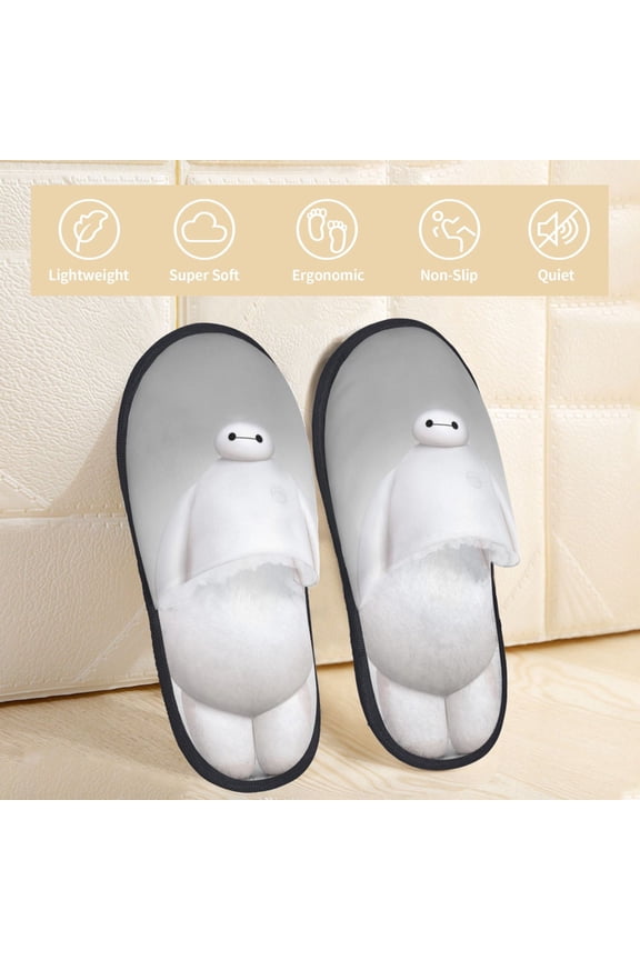 Big Hero 6 Baymax Slippers Bedroom Shoes Indoor Furry Warm Stylish Pattern Home Slippers For Women Men Large