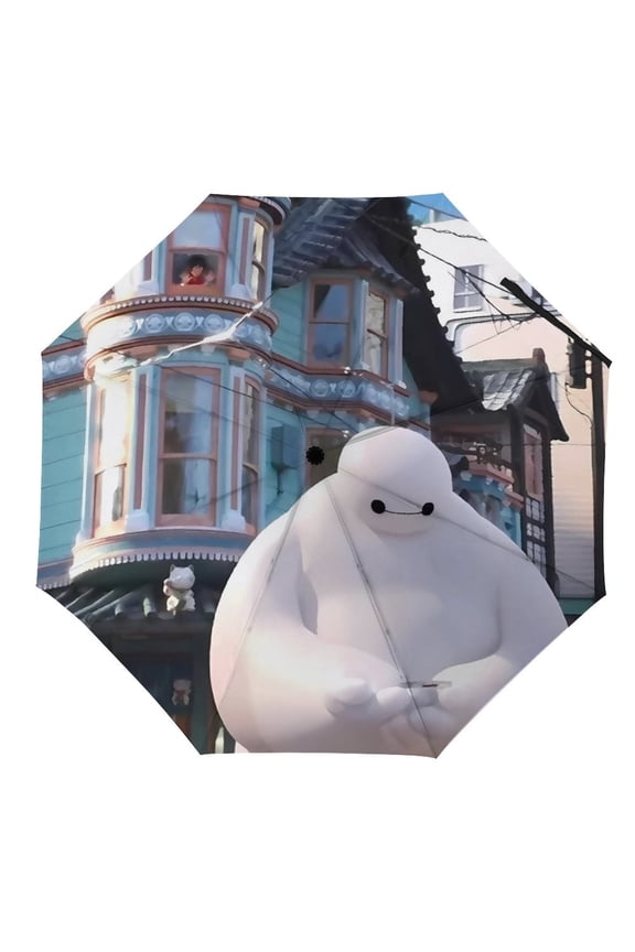 Big-Hero-6-Baymax Umbrella, Automatic Folding Travel Umbrella Portable for Outdoor Waterproof Windproof UV Protection