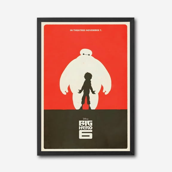Big Hero 6 Canvas Wall Art, Disney Movie Poster, Minimalist Silhouette Art Print, Kids Room Decor, Modern Home Decoration