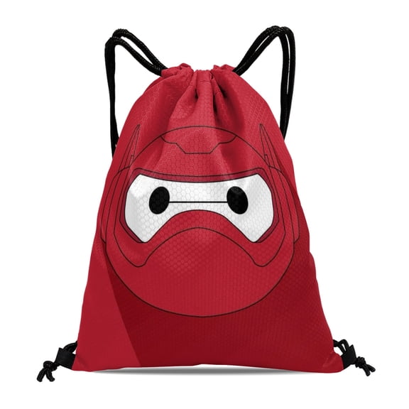 Big Hero 6 Drawstring Sack:Ideal for fitness, hiking, swimming, travel, beach, and shopping, with a waterproof feature, size 15.7*17.7 inches.