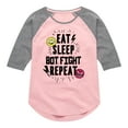 thumbnail image 1 of Big Hero 6 - Eat Sleep Bot Fight - Toddler And Youth Girls Raglan Graphic T-Shirt, 1 of 4