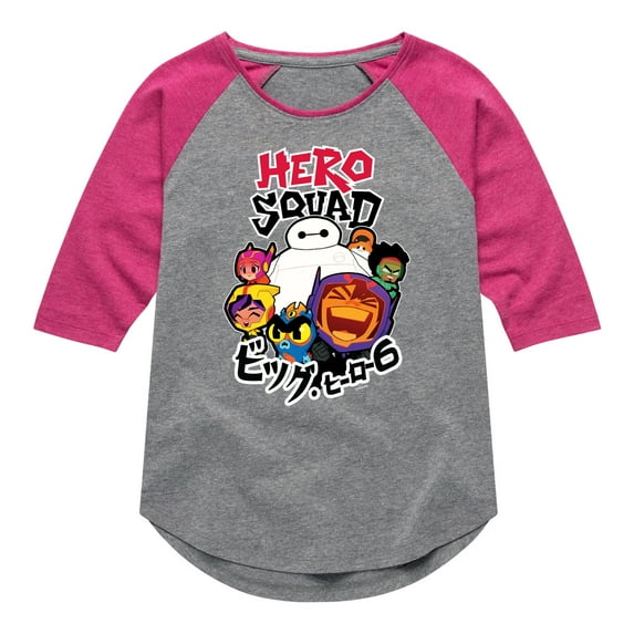 Big Hero 6 - Hero Squad - Toddler And Youth Girls Raglan Graphic T-Shirt