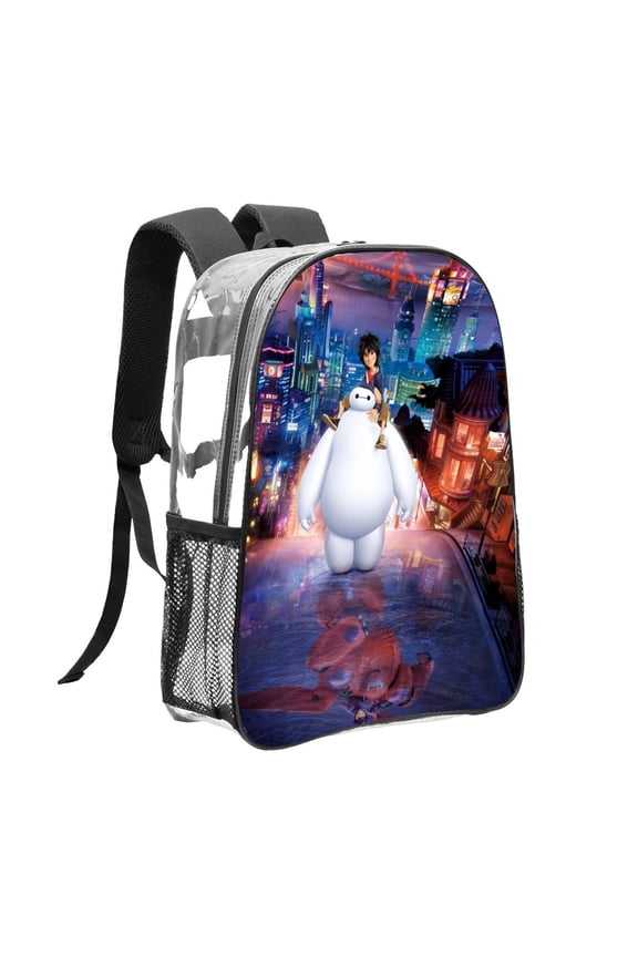 Big Hero 6 The Series Pattern Transparent Backpack Lightweight And fashionable Showcasing Personality And Leading The Trend