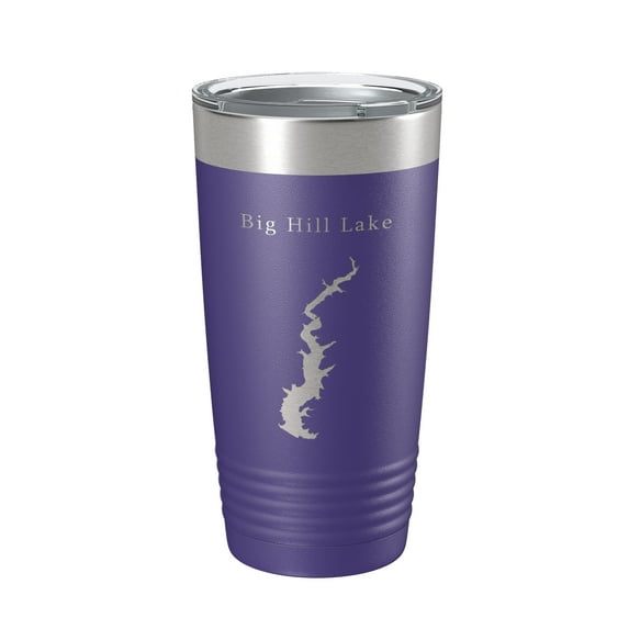Big Hill Lake Map Tumbler Travel Mug Insulated Laser Engraved Coffee Cup Kansas 20 oz Purple