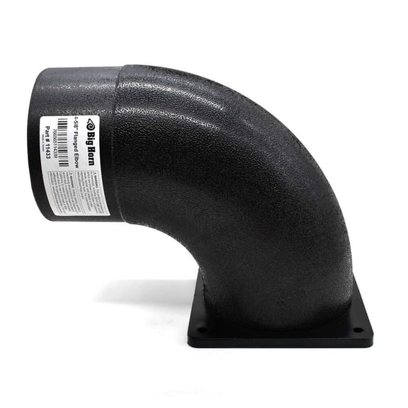 Big Horn 4-5/8 Inch Black Plastic Flanged Elbow