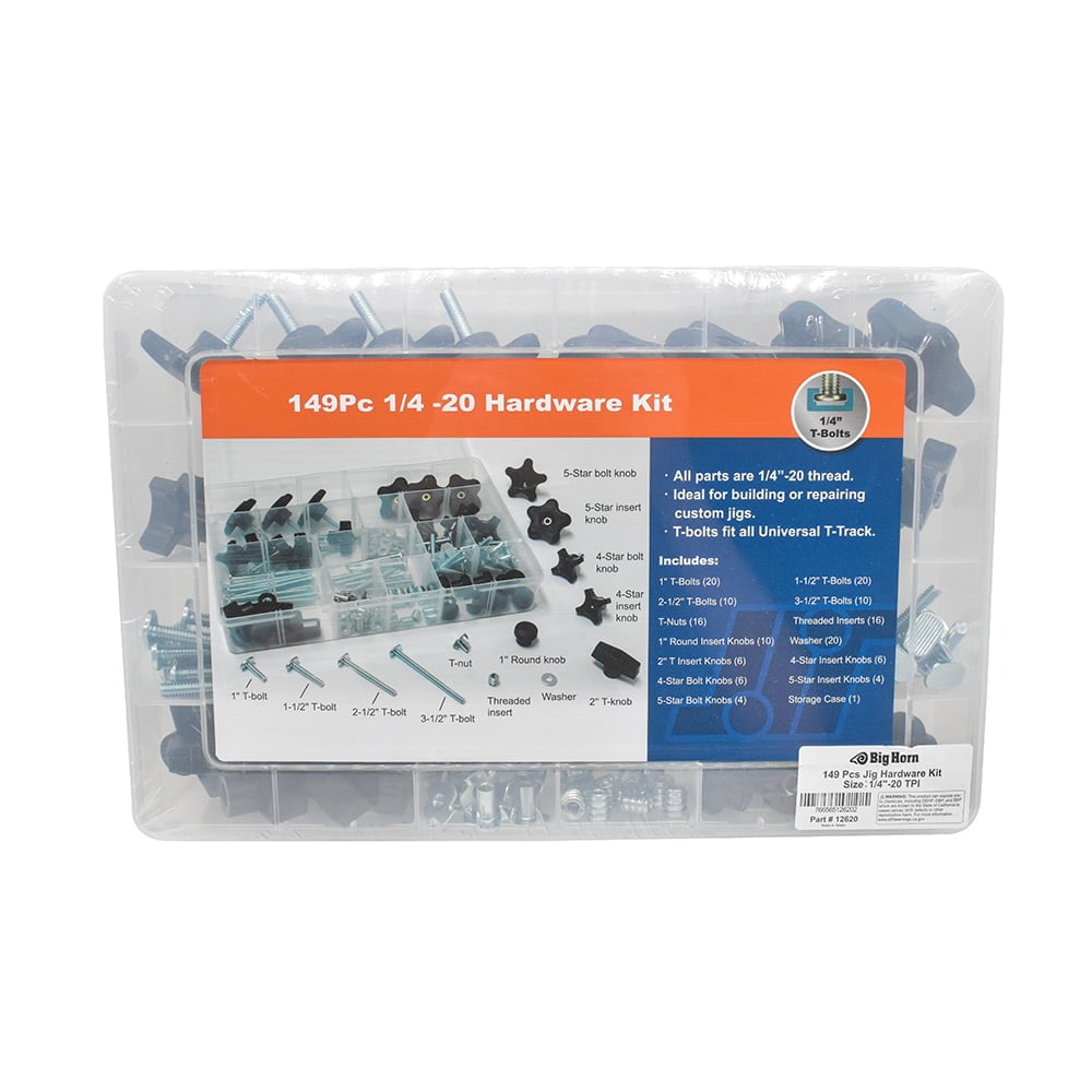 Big Horn 12620 149 Piece Universal T-Track & Jig Hardware
