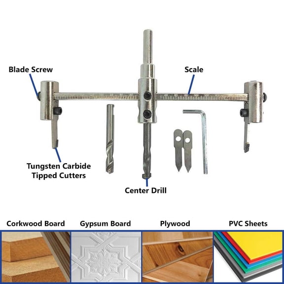 Big Horn 19239 Adjustable Hole Saw 1 1/2" to 11 3/4" (40mm-300mm)