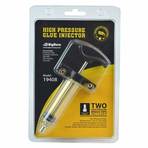Big Horn 19408 - High Pressure Glue Injector with 2 Brass Tips