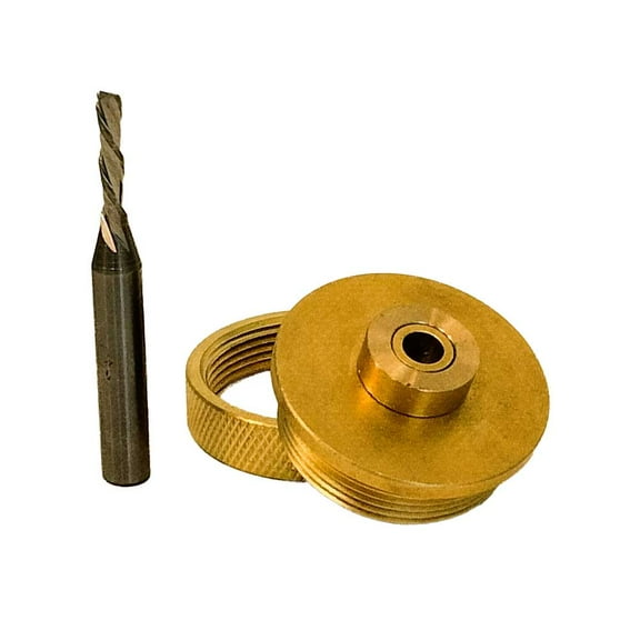 Big Horn 19654 Solid Brass Router Inlay Kit with 1/8 inch Downcut Spiral Router Bit (MLCS 9177)