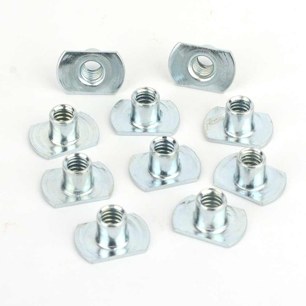 10 PC Pack of 1/4-20 Inch Threaded T-nut for Bolts T-Nuts
