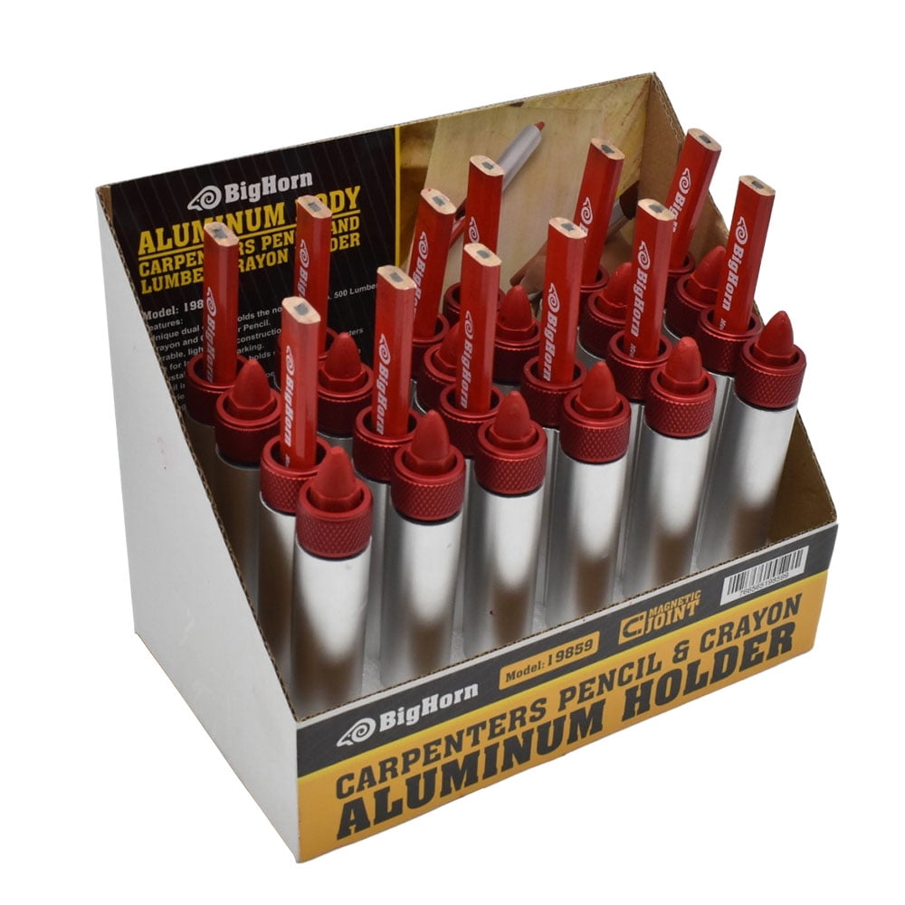 Big Horn 19859 Aluminum Body Dual Marker/Pencil Holder- 12 Pack