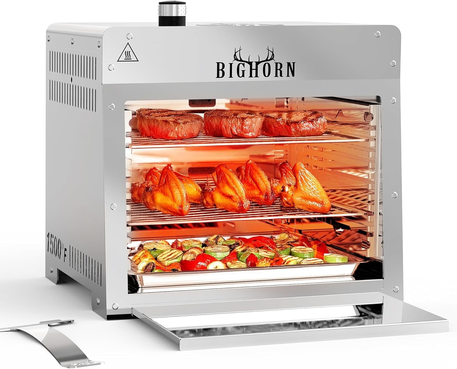 The Coupon deal of  Walmart Black Friday Deals 2025 "Big Horn Outdoor Portable Stainless Steel Infrared Propane Gas Grill, Adjustable Grate, 16""x25""x15.4"