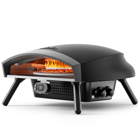 Big Horn Outdoors 16'' Gas Pizza Oven with App Connectivity - Professional Pizza Maker with Auto-Rotating Stone & Digital Thermometer