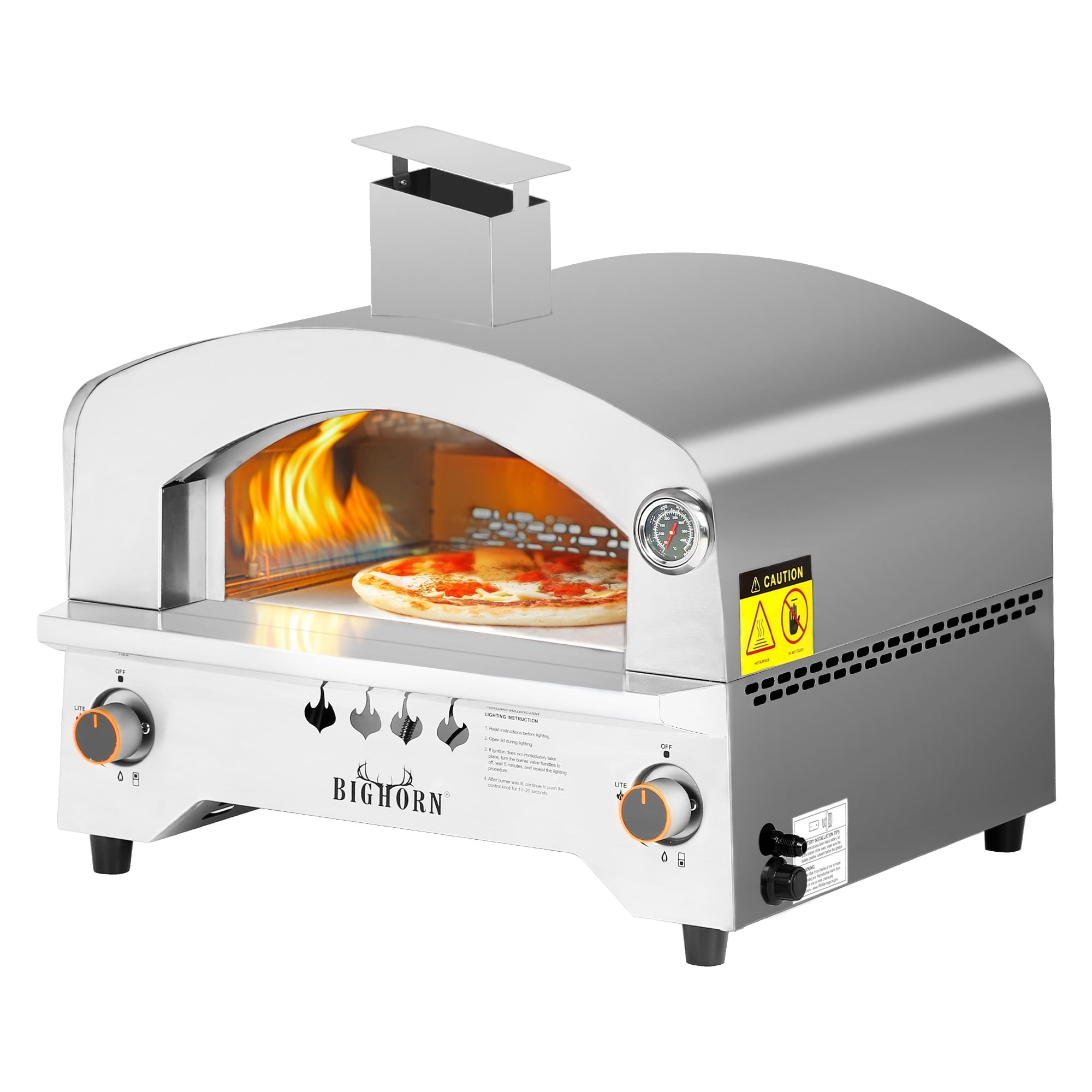 Big Horn Outdoors Gas Pizza Oven Propane Pizza Oven 13'', Stainless Steel
