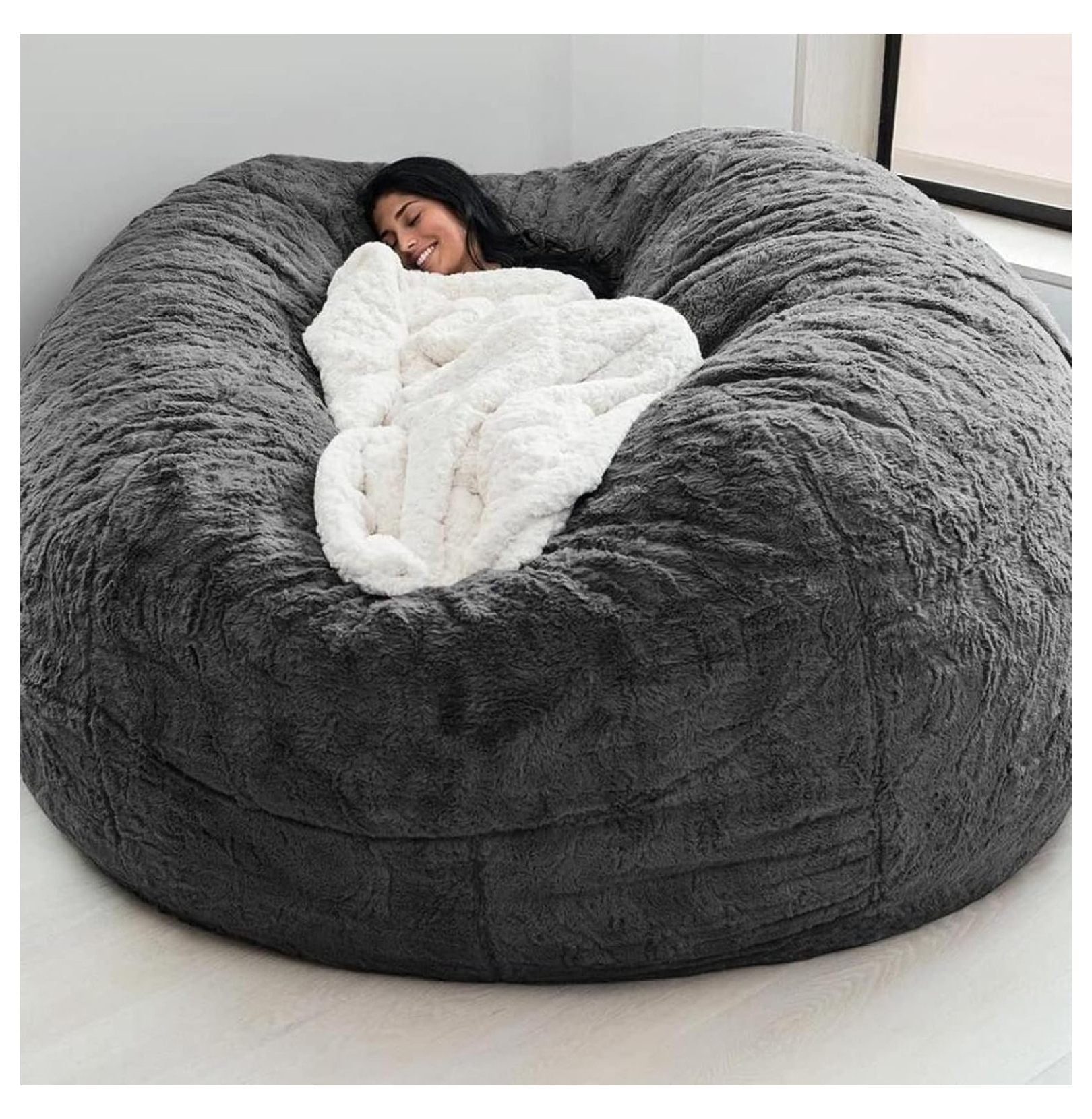 TYBOATLE Giant 3-in-1 Bean Bag Chair – Convertible Floor Sofa To Mattress With Memory Foam, Plush Velvet – For Dorm, Apartment, Bedroom (Grey)