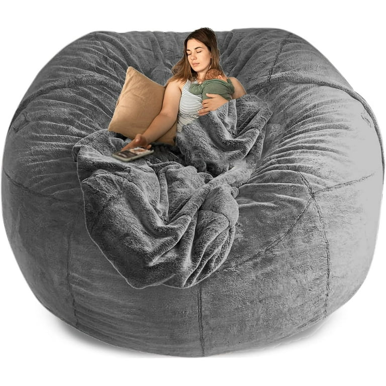 Big Huge Giant Bean Bag Chair Cover for Adults No Filler Machine Washable Covers Bean Bag Chairs in Multiple Sizes and Colors Giant Foam Filled Furniture Filled Furniture 6FT Light Gray Walmart